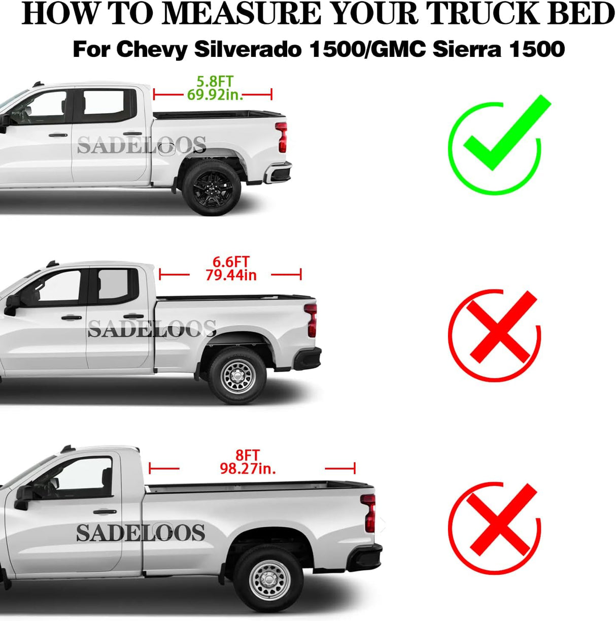 Retractable Truck Bed Tonneau Cover for 2014 2015 2016 2017 2018 2019 2020 2021 2022 2023 2024 2025 2026 Chevy Silverado/GMC Sierra 1500 (5'8" /69" Bed) Truck Bed Cover Password Lock