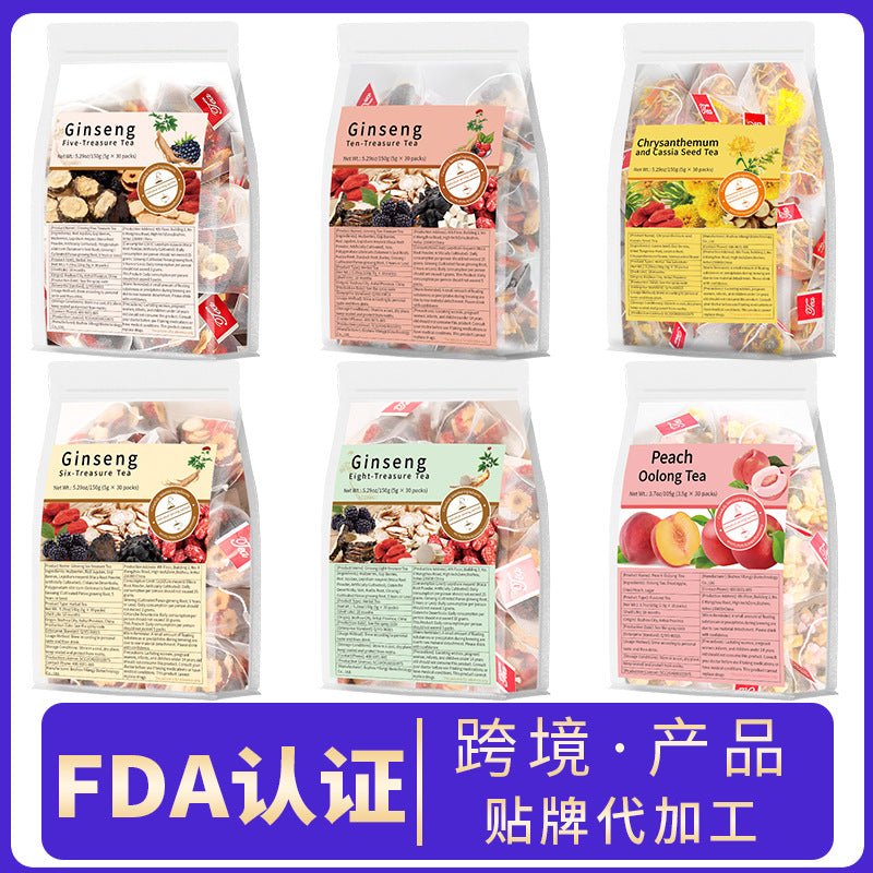 跨境 人参五宝茶八宝茶十宝茶姜黄肉桂姜薄荷茶人参八宝茶非内销