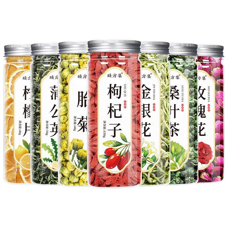 罐装花茶瓶装花草茶柠檬片玫瑰花金银花胎菊花桑叶枸杞苦丁茶批发