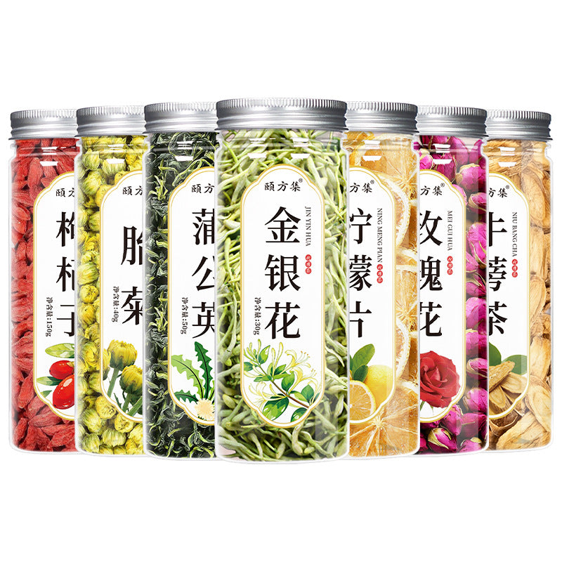 罐装花茶瓶装花草茶柠檬片玫瑰花金银花胎菊桑叶蒲公英茶批发