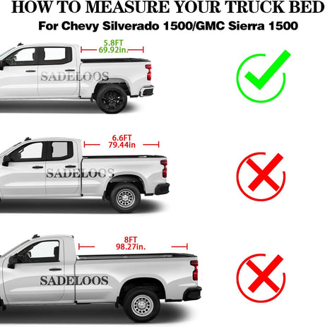 Retractable Truck Bed Tonneau Cover for 2014 2015 2016 2017 2018 2019 2020 2021 2022 2023 2024 2025 2026 Chevy Silverado/GMC Sierra 1500 (5'8" /69" Bed) Truck Bed Cover