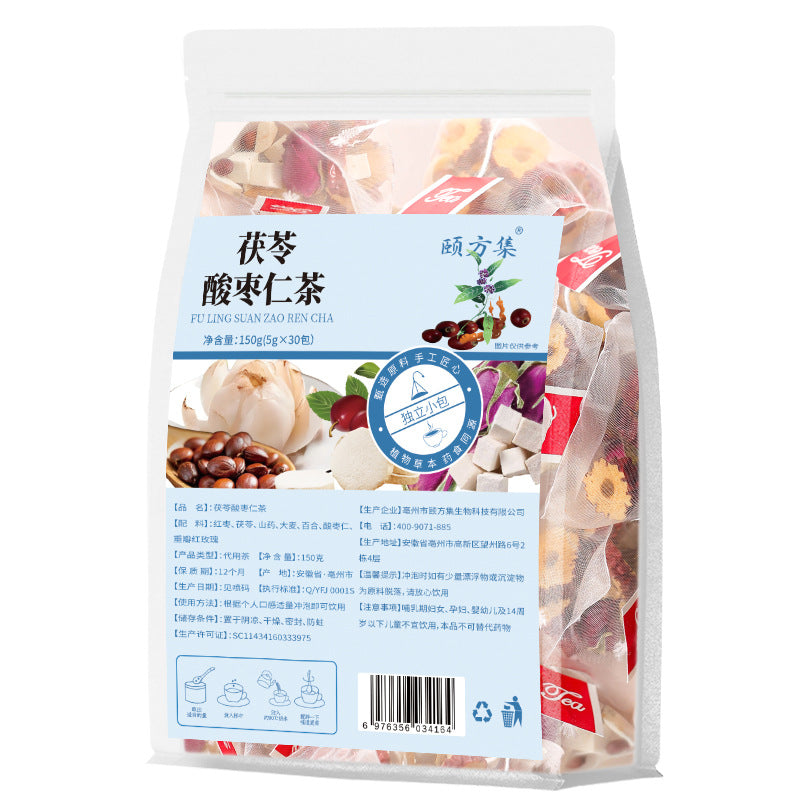 茯苓酸枣仁茶 独立茶包三角包酸枣仁茯苓百合茶厂家批发代发
